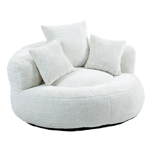 MIVRAY Fauteuil lounge, accoudoirs confortables chenille beige, 108x108x52 cm
