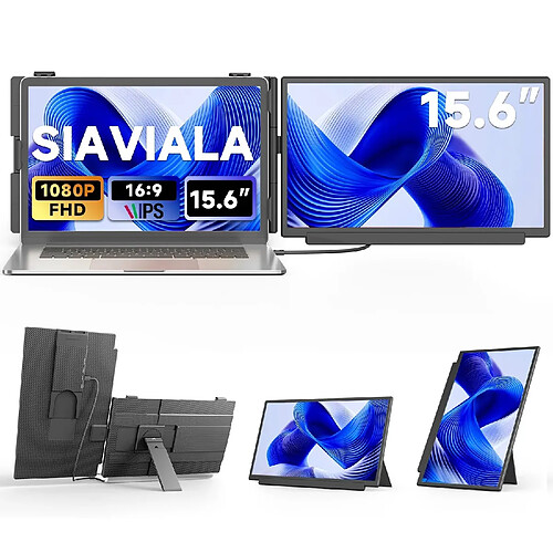 Siaviala M5 15,6" Portable Double Écran – Full HD 60Hz,Boîtier en Kevlar,Support amovible 2-en-1