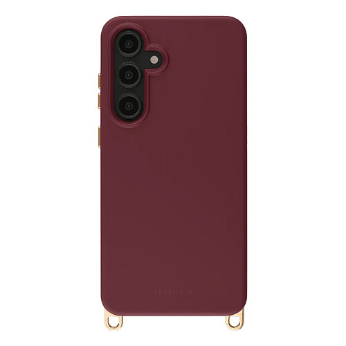 Selencia Coque arrière Rivièra avec MagSafe avec crochets amovibles pour Samsung Galaxy S24 FE - Bold Burgundy