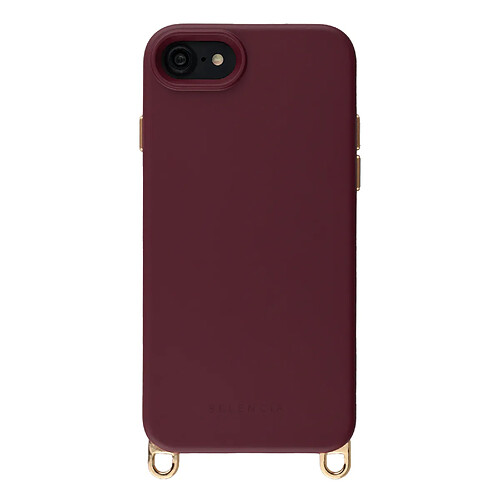 Selencia Coque arrière Rivièra avec MagSafe avec crochets amovibles pour Apple iPhone SE (2022 / 2020) / 8 / 7 / 6(s) - Bold Burgundy