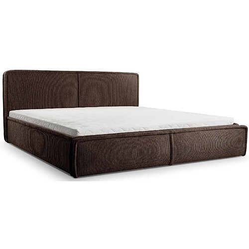 SELSEY - Lit rembourré Cordo – 140x200 cm – Olive