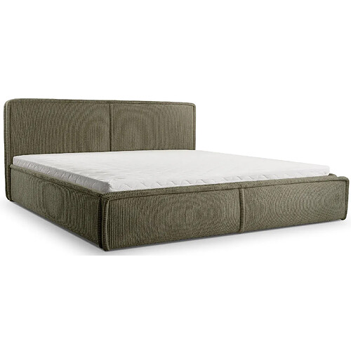 SELSEY - Lit rembourré Cordo – 160x200 cm – Marron Foncé