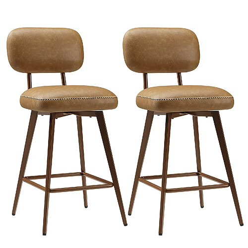 Smartue Lot de 2 tabourets de bar pivotants Marron