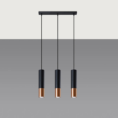 Sollux Lampe suspendue Elaeon 3L noir/cuivre