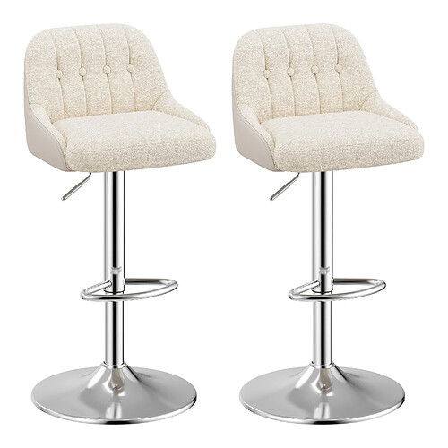 Smartue Lot de 2 tabourets de bar pivotants Beige