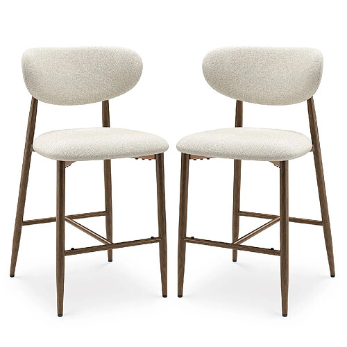 Smartue Lot de 2 tabourets de bar beige