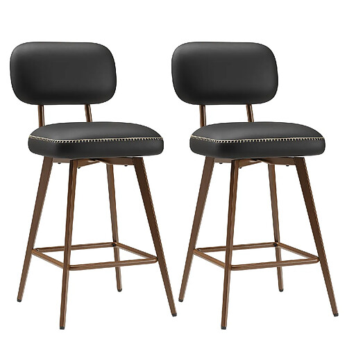 Smartue Lot de 2 tabourets de bar pivotants Noir
