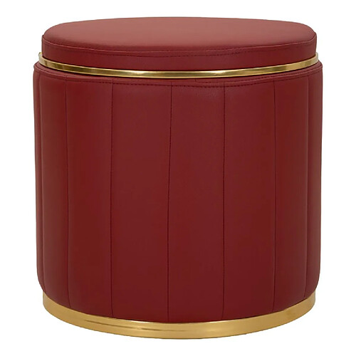 Mauro Ferretti Pouf avec rangement en similicuir rouge, ø 46,5 x 44 cm