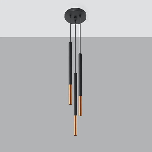 Sollux Lampe suspendue Solyon 3P noir/cuivre