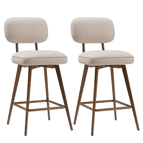 Smartue Lot de 2 tabourets de bar pivotants Beige