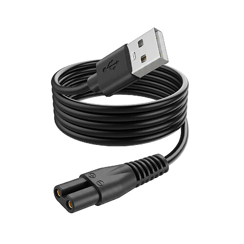 LinQ Câble de Charge pour Rasoir Électrique OneBlade USB vers 2 Broches 1m 5V Noir