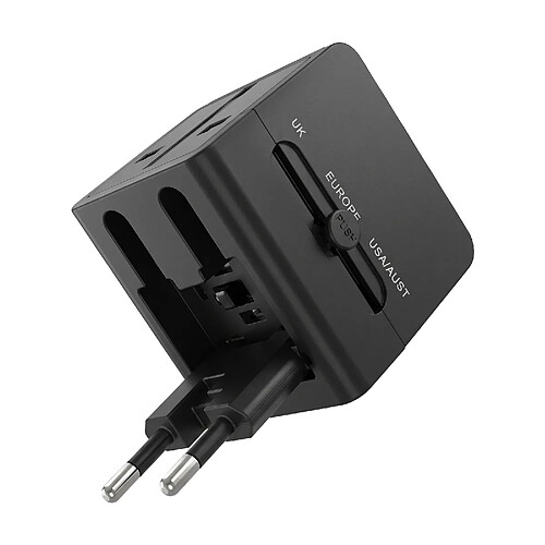 LinQ Chargeur Secteur Multiprise International 1440W avec 2 USB et USB-C 15W Noir