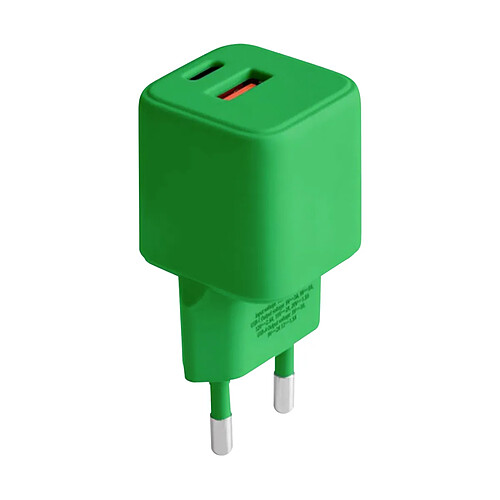 Forever Chargeur Secteur USB-C PD 30W et USB-A 18W QC GaN Collection Colorum Vert
