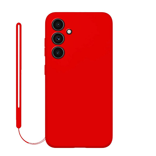 BigBen Coque pour Galaxy A54 5G en Silicone Anti-chute avec Dragonne Assortie Rouge