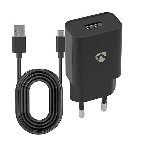 Nedis Chargeur Secteur 12W 2.4A Port USB-A avec Câble Micro-USB 1m Noir