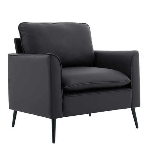OKWISH Fauteuil 1 place en similicuir noir – style nordique rétro minimaliste – 80 x 68 x 80 cm