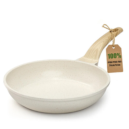 YASHE Poêle, 24 cm, 1,25 L, antiadhésive, blanche