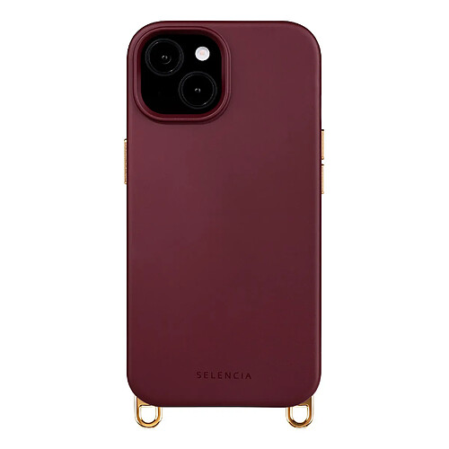 Selencia Coque arrière Rivièra avec MagSafe avec crochets amovibles pour Apple iPhone 14 / 13 - Bold Burgundy