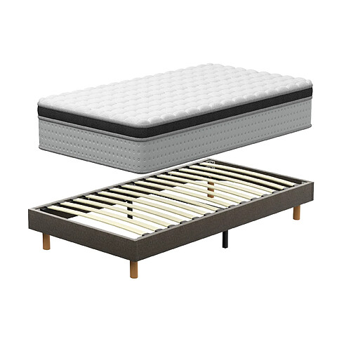 DEWINNER Ensemble Matelas à ressorts + sommier 90x190 cm, Mousse à mémoire de forme,épaisseur