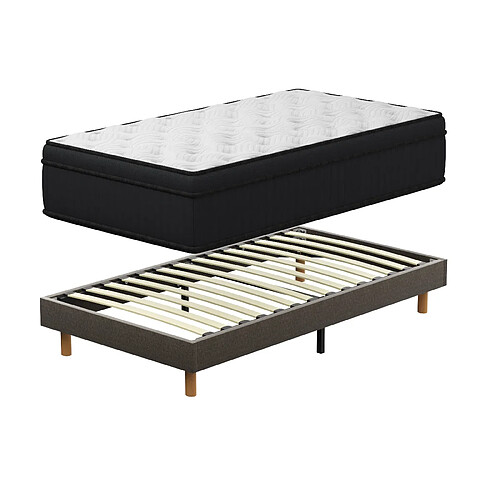 DEWINNER Ensemble Matelas à ressorts + sommier 90x200 cm, Mousse à mémoire de forme,épaisseur