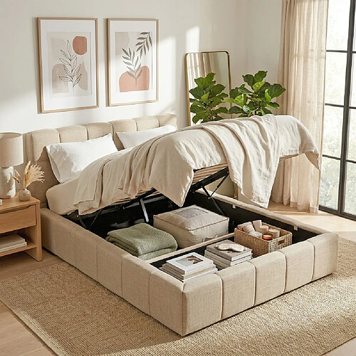 Le Quai Des Affaires Lit coffre 180x200 cm ELIAS + sommier / Beige