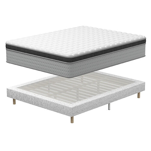 DEWINNER Ensemble matelas + sommier 120x190 cm, Mousse à mémoire de forme,épaisseur du matelas