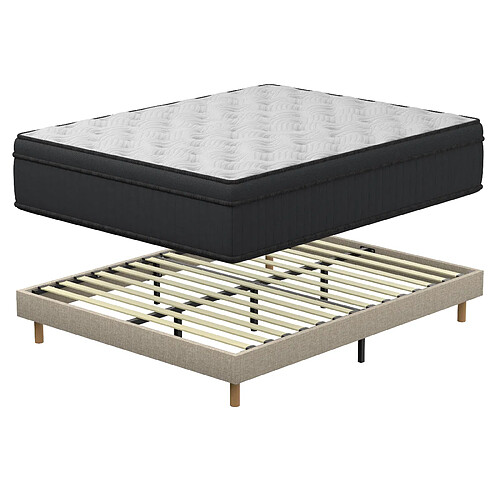 DEWINNER Ensemble matelas + sommier 120x190 cm, Mousse à mémoire de forme,épaisseur du matelas