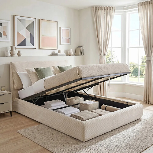 Le Quai Des Affaires ENSEMBLE LIT COFFRE 140x190cm CORDOBA + 1 MATELAS IRIS / BEIGE