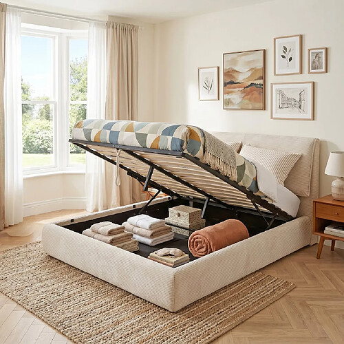 Le Quai Des Affaires ENSEMBLE LIT COFFRE 160x200cm CORDOBA + 1 MATELAS CARLTON/ BEIGE