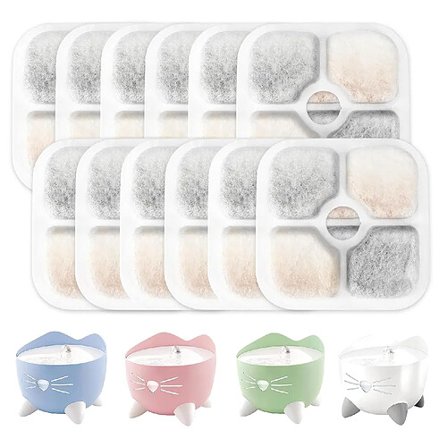 12 Pcs Filtre Fontaine Eau Chat Filtre Fontaine Chat Fontaine A Eau Chat Charbon Actif Troi