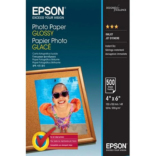 Epson Photo Glossy Pack de 500 feuilles papier photo 10x15 cm 200 g/m2 blanc