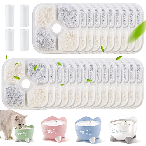 25 Pièce Filtre pour Fontaine à eau pour Chat, Filtre à Charbon à Triple Action Cartouches