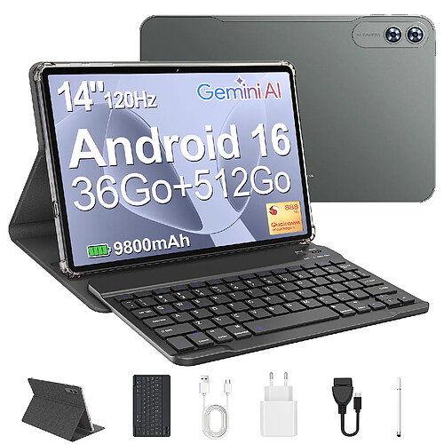 VANWIN Tablette Tactile 14" Grand Format–Puissance Snapdragon® 888–Android 16–36Go RAM + 512Go ROM