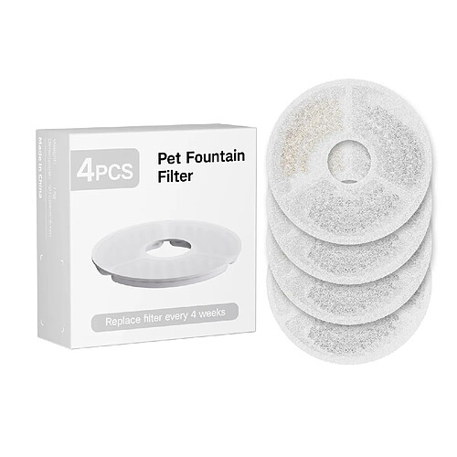 Filtre pour Fontaine à Chat, 4 Pièces de Rechange, Triple Filtration avec Charbon Actif et