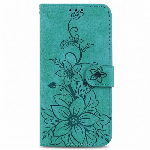 Avizar Étui portefeuille pour Galaxy A27 Motif Fleur de Lys avec Fonction Support Vert