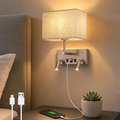 ZMH Applique murale d'intérieur E27 Applique Murale avec interrupteur orientables à 360° Sans Ampoule