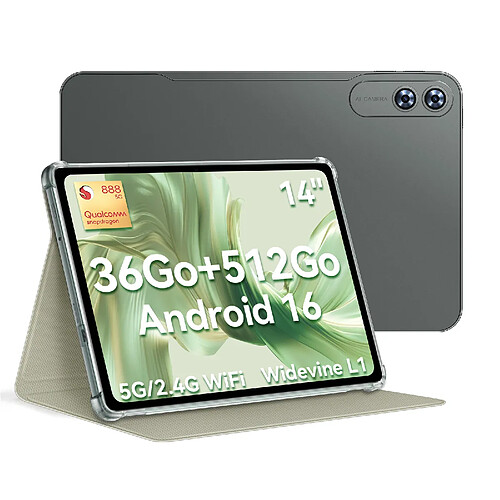 VANWIN Tablette Tactile 14" Grand Format–Puissance Snapdragon® 888–Android 16–36Go RAM + 512Go ROM