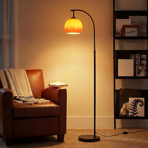 Nettlife Lampadaire arc (style « pêcheur ») pour salon, chambre ou bureau | Équipé d'un interrupteur au pied et d'une douille E27