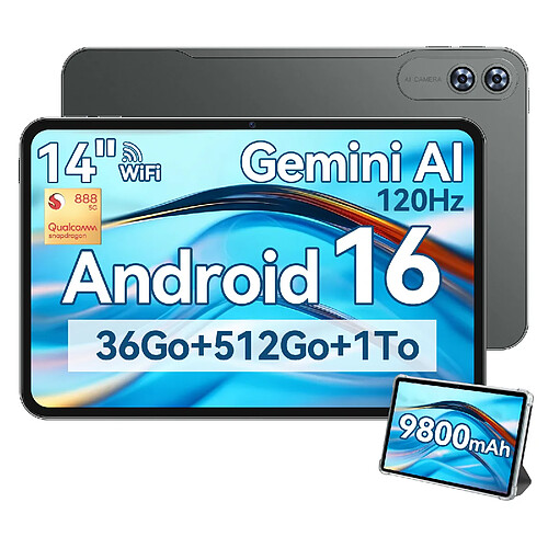 VANWIN Tablette Tactile 14" Grand Format–Puissance Snapdragon® 888–Android 16–36Go RAM + 512Go ROM