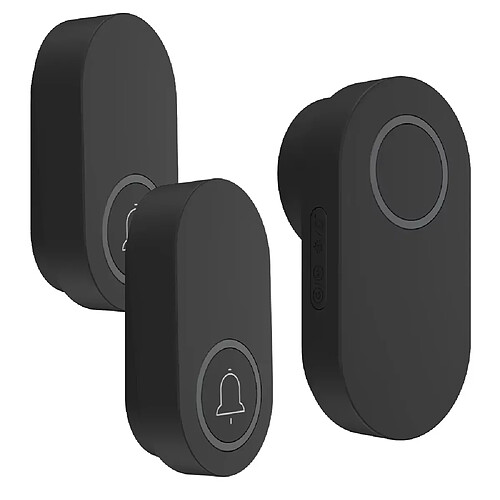 ByteLike Sonnette sans fil auto-alimentée noire 2 émetteurs 1 récepteur