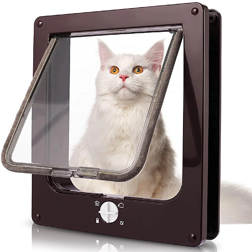 Porte pour Chat 23,5 x 27 x 5,5 cm, Marron, Taille X L, Porte pour Chat avec Serrure à 4 Vo