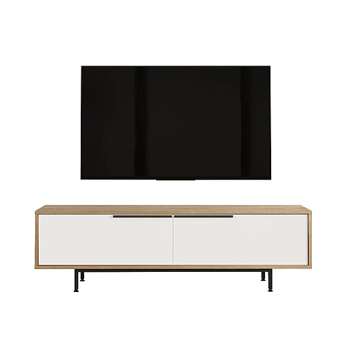 Hanah Home Meuble TV en bois - 160 x 35 x 45 cm - Blanc