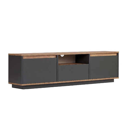 Hanah Home Meuble TV en bois - 160 x 30 x 42 cm - Gris anthracite