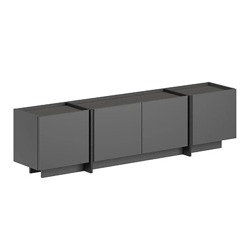 Hanah Home Meuble TV en bois - 180 x 35 x 46 cm - Anthracite / Noir