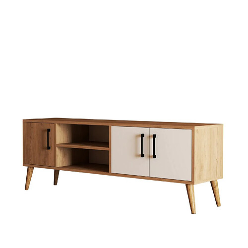 Hanah Home Meuble TV en bois - 150 x 34 x 52 cm - Blanc