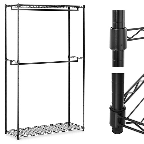 Royal Catering Penderie métallique, 2 étagères, 2 cintres, 120 x 45 x 180 cm, jusqu'à 200 kg