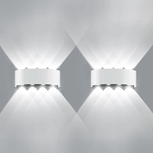 STOEX Applique Murale Led Moderne, 8W, 4000K, Blanc Froid, Led Intégrée, Blanc, 2PCS