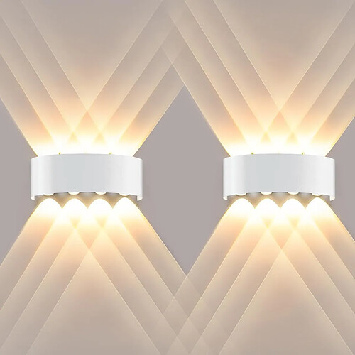 STOEX Applique Murale Led Moderne, 8W, 3000K, Blanc Chaud, Led Intégrée, Blanc, 2PCS