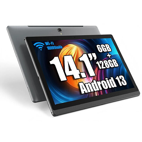 Tablette Tactile 14,1 Pouces Android 13 - Gris - Meswao - 6 Go RAM, 128 Go - 10000 mAh - Écran IPS 1920x1080