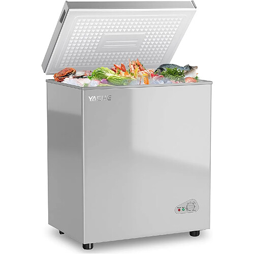 YASHE Congélateur coffre, 150 L, 2 paniers, moins de 45 dB, argent